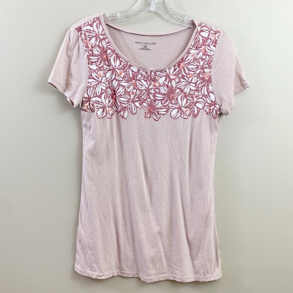 Ann Taylor Factory Floral Pink T-Shirt
